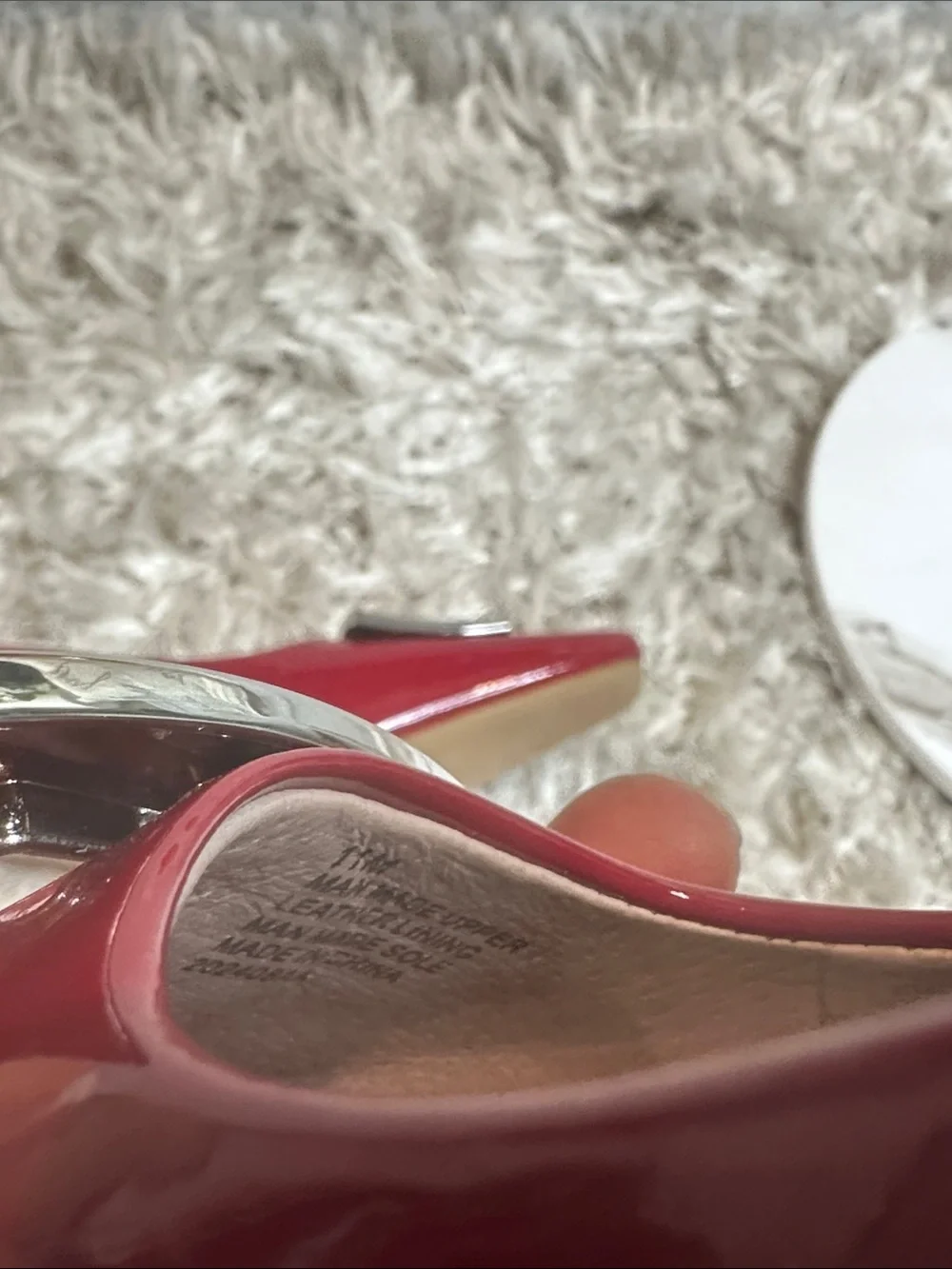 ๐NWOB Lilly Sisto by Gianni Bini Red Patent Square-Toe with Silver Buckle, 11M - Picture 12 of 13
